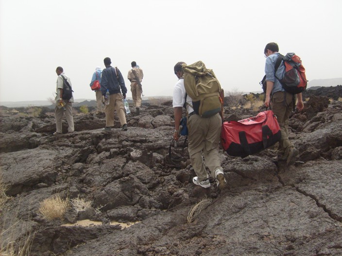 Off to collect samples of freshly erupted lava