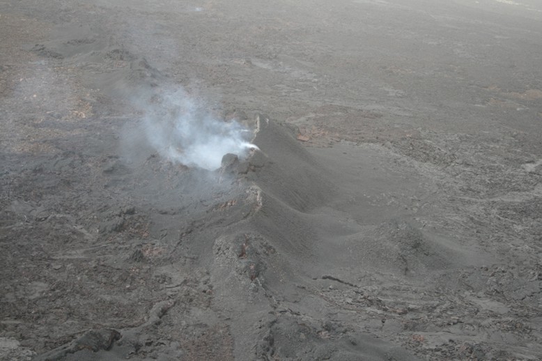 Lava flows and volcanic cones along the newly formed fissure