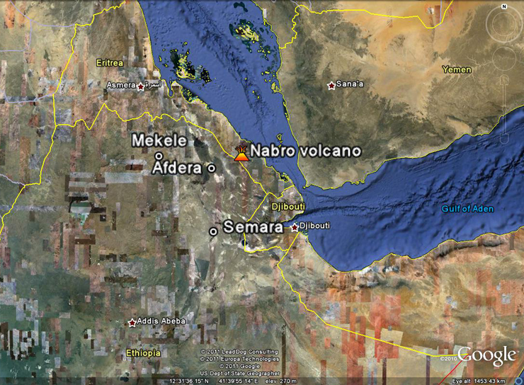 Location map for Nabro volcano