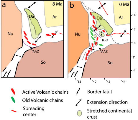 Map of Afar crustal thickness