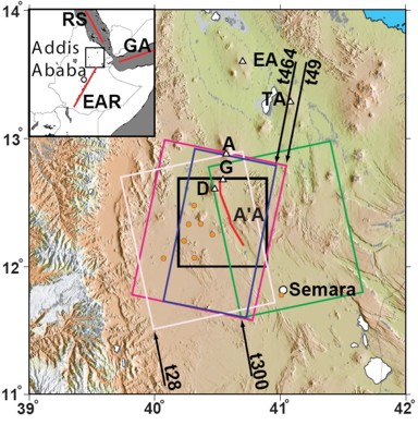 Coloured shaded relief map of northern Afar