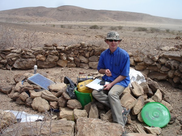 Derek Keir (Leeds) checking the seismic equipment